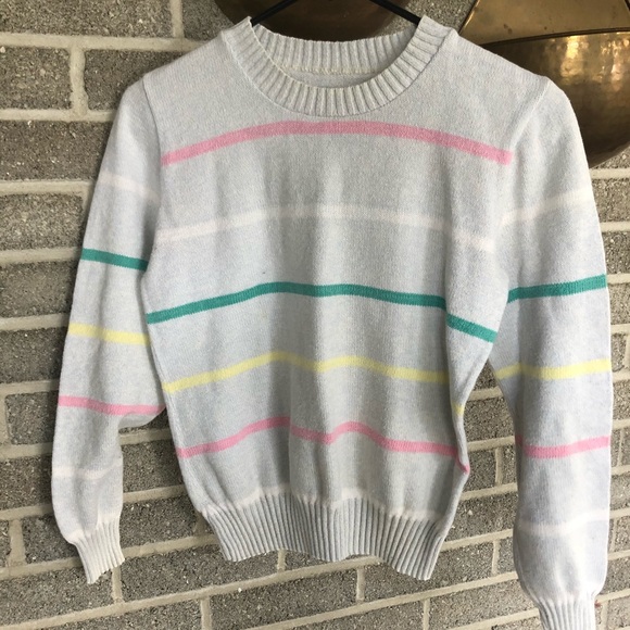 Vintage Sweaters - Vintage striped sweater crew neck